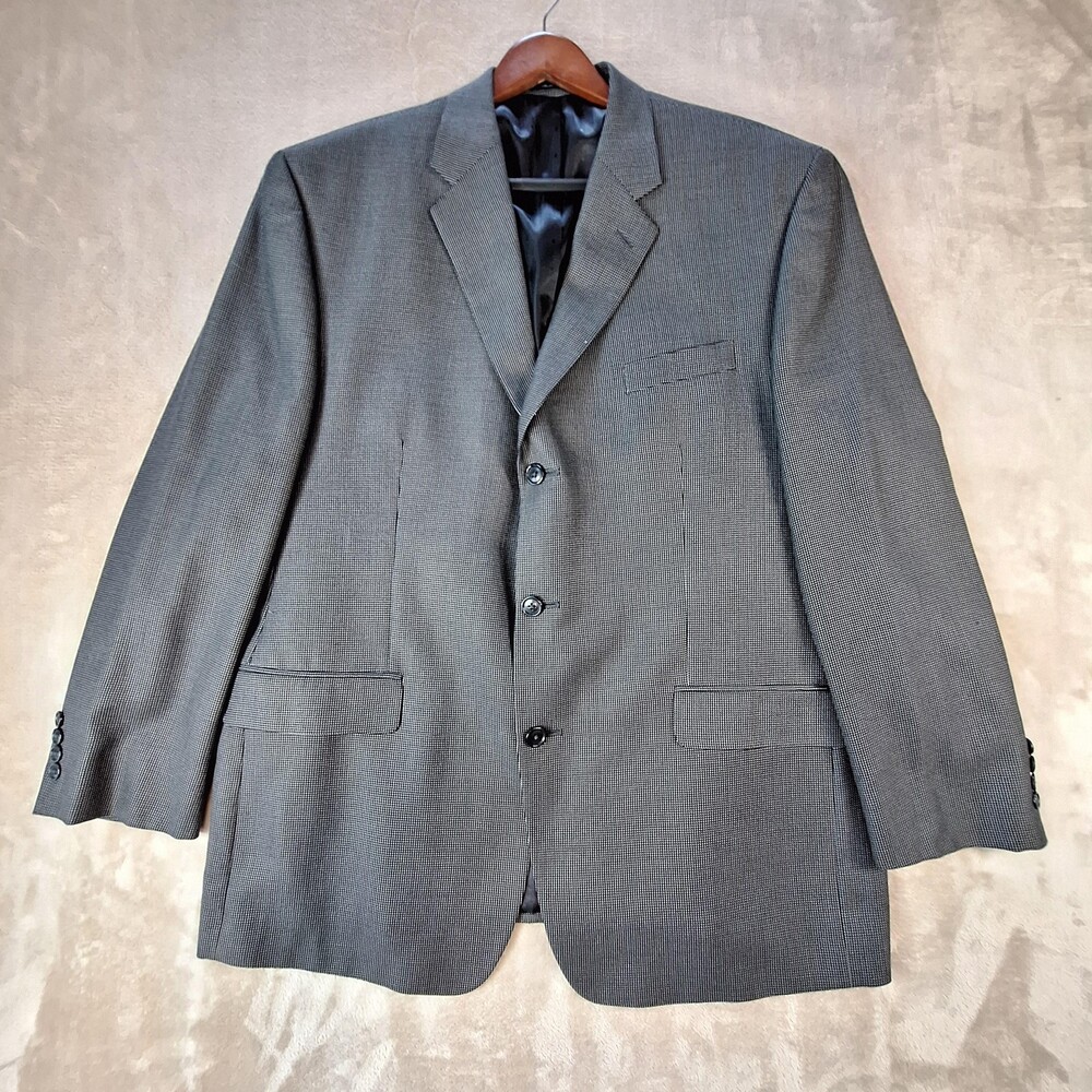 Michael Kors Blazer Mens 46R Gray Micro Check Sport Coat Jacket Macys Store
